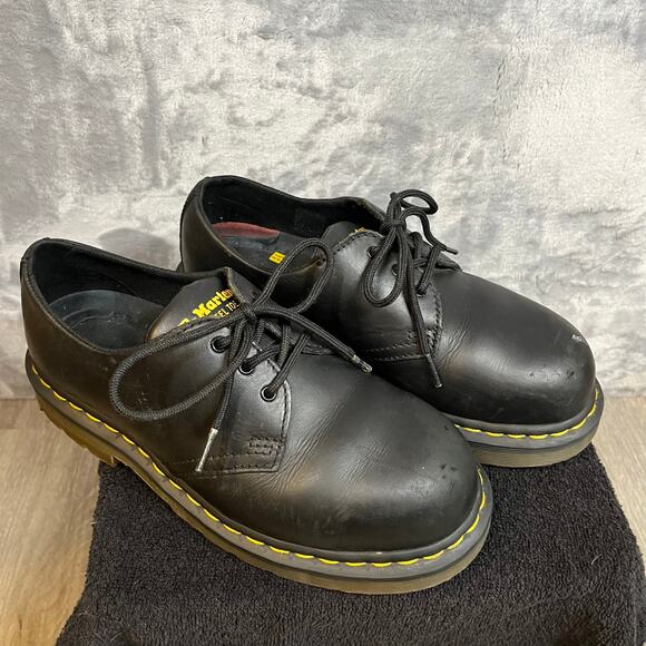 Dr Martens Steel Toe Non-Slip Black Leather Shoes 3 Eye Oxford 1461 SA SR 7 M - Picture 5 of 10